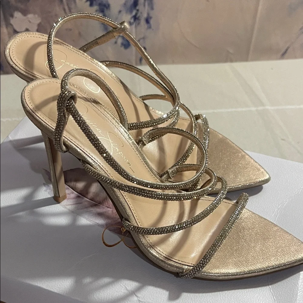 Jessica Simpson Champagne Rhinestone Heels - Picture 6 of 9